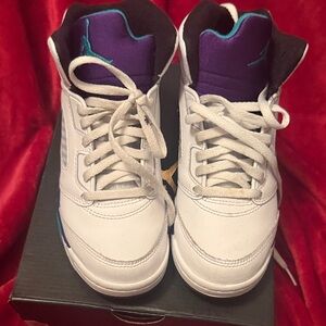 Jordan Kids White, Purple & Teal High-Top Sneakers